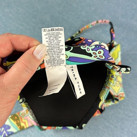 Trina Turk Colorful Halter Neck Bikini Top Size 12 - Picture 5 of 5